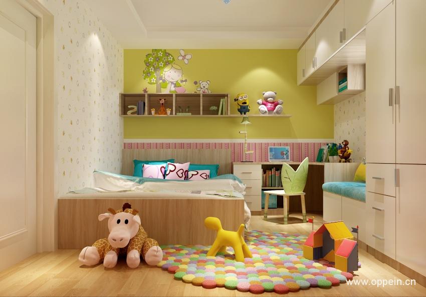 儿童卧室床背景装修效果图