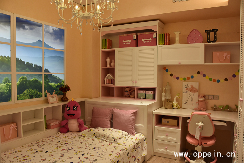 粉色儿童房效果图卧室